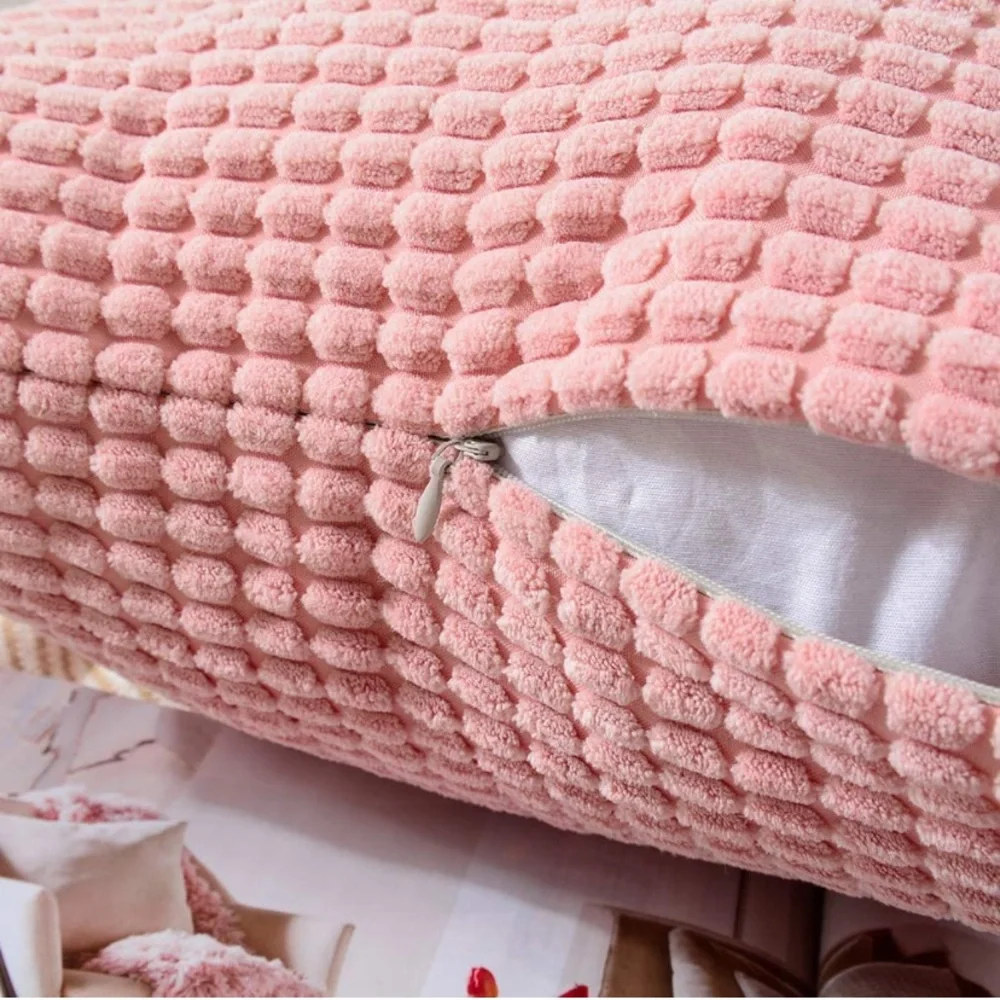 Luxury Home | Chic Soft Pink Textured Striped Corduroy Throw Pillow Covers